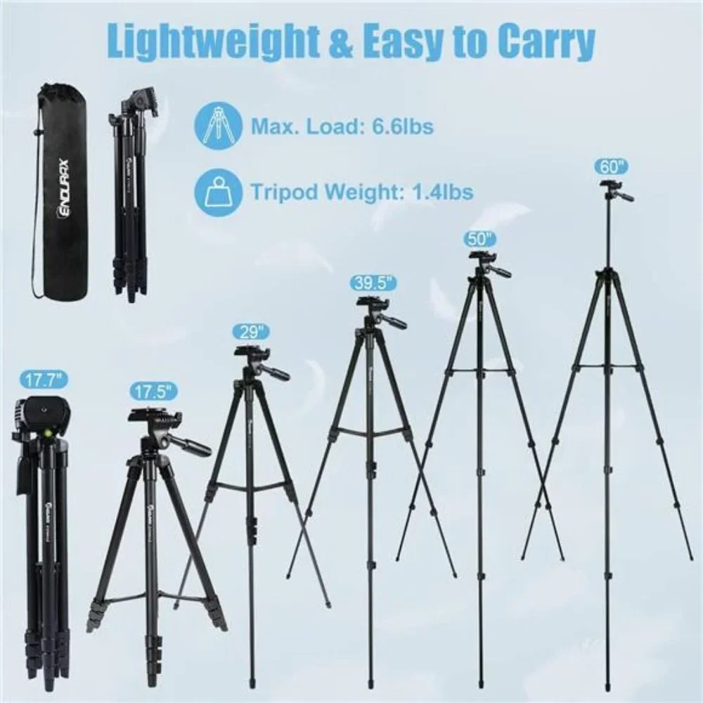 60'' Camera Tripod Camera Stand for Canon Rebel Eos Nikon DSLR, Travel Tripods